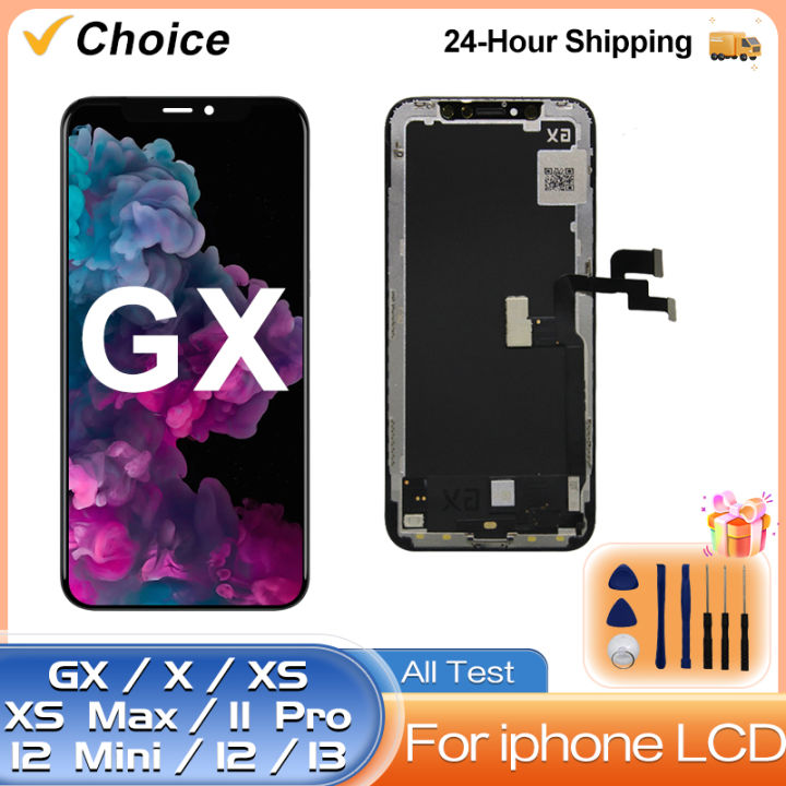 GX OLED LCD For iPhone X XS Max Display True Tone With 3D Touch Screen For iPhone 11 12 Pro Max 12Mini 13 LCD Pantalla Digitizer