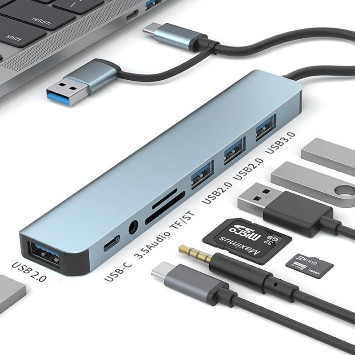 8 in 1 USB C Expander Hub Type-C Splitter Multiport Adapter Dock for ...
