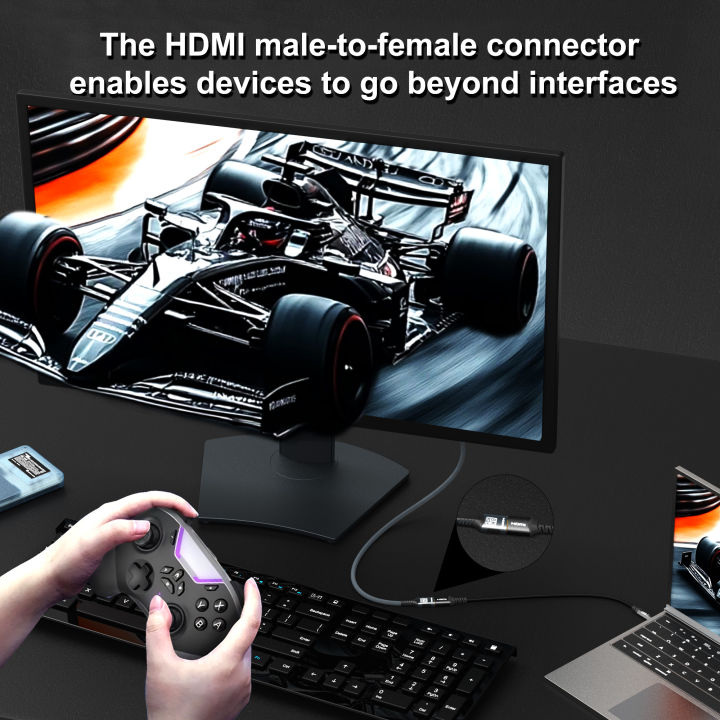 HDMI%202.1%20Extension%20cable%208K%20HDMI%202.1%20Cable%20Male%20to%20Female%20Extension%208K@60Hz%204K@120Hz%20For%20HDTV%20RTX%20PS5%20Xbox%20HDR%20Video%20%20PC%20Laptop%20-%20Image%204