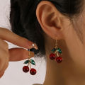 2025 New Personalized Creative Cherry Pendant Earrings for Women Sweet Temperament Holiday Party Fashion Jewelry Accessories. 