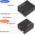 Digital fiber converter launches optical/coaxial analog audio converter to RCA Digital coaxial to RCA audio adapter stereo with aux3.5 mm jack. 