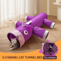 Christmas  Cat Tunnel Toy, Large Collapsible Cat and Dog Tunnel Toys, 6 Entrances and Exits Design, Unique Unicorn Shape. 