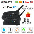 XINOWY V6 PRO Motorcycle Bluetooth Helmet Intercom Headset 1200M Interphone Communicator for 6 Riders Waterproof Music Player.
