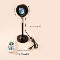1 PCS Sunset LED Projection Light Remote Control, 16-color Environment USB Plug Night Light, Bedroom Decor Background Wall Photo. 