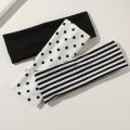 3Pcs Black & White Polka Dot Striped Elastic Headbands For Women Soft Stretchy Hair Accessory For Yoga Fitness Travel Daily Life.