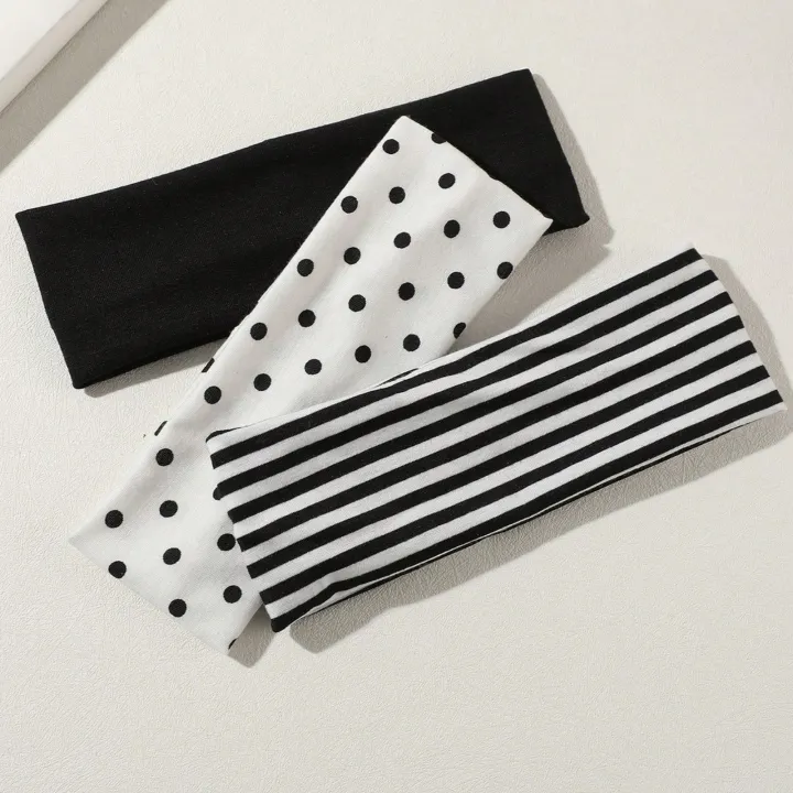 3Pcs%20Black%20&%20White%20Polka%20Dot%20Striped%20Elastic%20Headbands%20For%20Women%20Soft%20Stretchy%20Hair%20Accessory%20For%20Yoga%20Fitness%20Travel%20Daily%20Life%20-%20Image%203