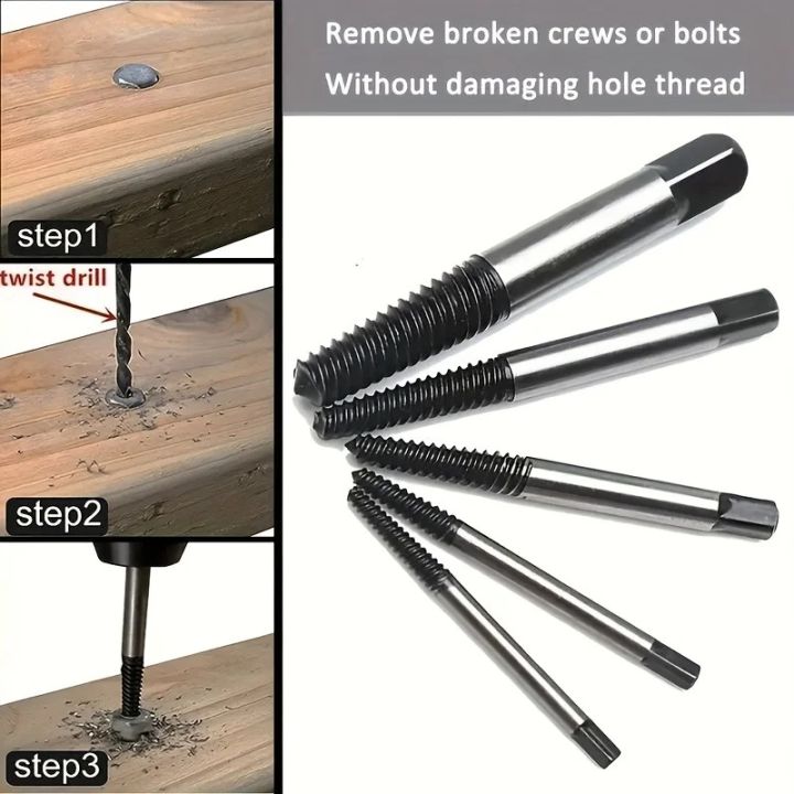 5/6pcs%20Screw%20Extractor%20Metal%20Drill%20Bit%20Set%20Damaged%20Screws%20Remover%20Extractor%20Woodworking%20Tools%20Broken%20Bolt%20Water%20Pipe%20Extractor%20-%20Image%204