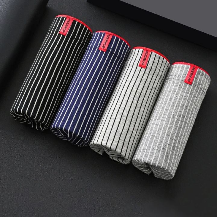 4Pcs Men's Underwear Ice Silk Mesh Boxer Shorts Sexy Panties Man