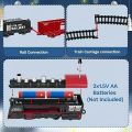 Children's train track set toys, retro classic engine cars and long track train toy sets with lights, ideal toys for children. 