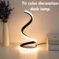 LED Spiral Desk Lamp Modern Three Color Dimming USB Power Button Switch Bedroom Bedside Study Home Decoration Desk Lamp. 