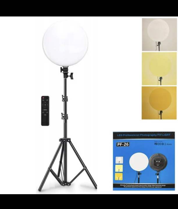 Professional LED Studio Fill Light + 7 feet metal stand | Photography and videography | LEDlight with three different color mode(PF-26) with free remote controller