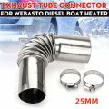 25mm Elbow Pipe Air Diesel Parking Heater Exhaust Pipe Connector W/Clamps For Webasto Diesel Heater 2024 New.
