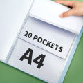 HUAJIE 1PCS A4 Clear Display Book, 20/40 Pockets Transparent Document Folder, Photo Album Binder for Office, School, Study. 