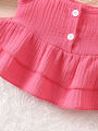 Baby Girl Bow-Knot Suspender Top with Ruffles + Bow-Knot Shorts Set, Cute and Breathable Two-Piece Summer Set. 