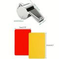 Football Referee and Coach Full Set - with Lanyard Stainless Steel Whistle, Durable PVC Red and Yellow Card Suit. 