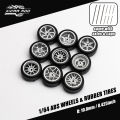 1/64 Model Car Silver & Grey Wheels with Fixed Tires Comes with Rivets for Diecast Model Cars.