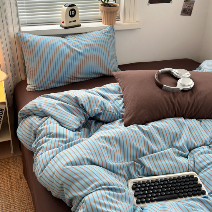Soft%20Washed%20Cotton%20Bedding%20Set%20Blue%20Brown%20Stripe%20Duvet%20Cover%20Set%20With%202%20Pillowcases%20For%20Daily%20Bedroom%20Decor%20Twin%20Queen%20No%20Sheet%20-%20Image%203