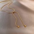 DIEYURO Stainless Steel Retro Creative Unique Design Adjustable Necklace Female Fashion Simple All-match Gold Clavicle Chain.
