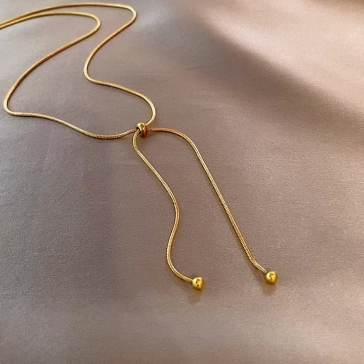 DIEYURO Stainless Steel Retro Creative Unique Design Adjustable Necklace Female Fashion Simple All-match Gold Clavicle Chain