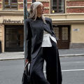 MUJER Women's Tailoring Blazers Vintage Office Blazer Woman Faux Wool Coats for Women Streetwear Outerwears Fitted Jacket Women.
