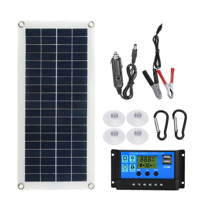 300W Solar Flexible Panel Kit 12V Switch USB Charging Interface Solar ...