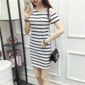 + Korean sax + beautiful chic stretch fabric with 3 color sax short sleeve open shoulder 1 side dress Sax (4). 