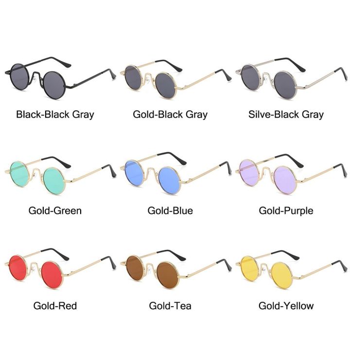 Metal%20Hippie%20Sun%20Glasses%20UV400%20Protection%20Punk%20Eyewear%20Small%20Round%20Sunglasses%20for%20Women%20&%20Men%20Circle%20Retro%20Shades%20Sunglasses%20-%20Image%204