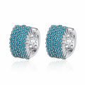 Luxury Simulated Blue Turquoise Round Hoop Earrings For Women Gold Silver Color Small Ear Buckle Wedding Jewelry Engagement Gift.