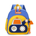 Cartoon Digger Truck Backpack for Boys Nursery School Dual Shoulder Bag 3-7 Years Old School Bag Children's Soft Nylon Bag.
