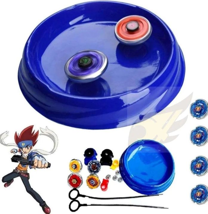 Famous Quality 4 in 1 Metal Beyb Toy Set with Stadium and 2 Launchers (4 Blade, Beyb) (Multi_Color) for Kid