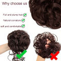 Synthetic Hair Bun Wig For Women Elastic  Band Hair Extentions Chignon Heat Resistant Bun Black Brown. 