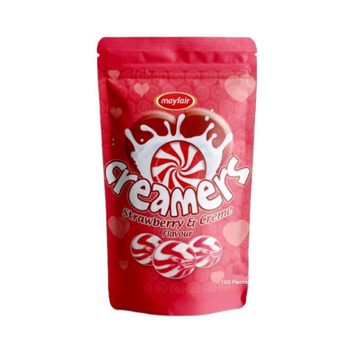 YYS Mayfair Creamers (100 Pcs Toffees) Candy Pouch Strawberry And Creme Flavour