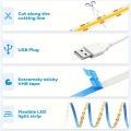 1m-5m USB COB LED Strip Light 5V 320LEDs/m DIY TV Mirror Backlight Flexible Ribbon Tape Touch Sensor Dimmable Kitchen Room Lamp.