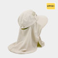 Summer Women Large Brim UV Protection Fisherman Hat with Leaking Ponytail Waterproof Bucket Hat Outdoor Breathable Sunscreen Cap.