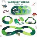 206 PCS Dinosaur Toys Race Track, Dino Racing Car Tracks Toy Set Flexible Tracks with Turntable Playset, Create a Road Jurassic Escape World for Festival & Birthday Gift for Boys & Girls Ages 3+. 