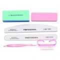 6Pcs/Set Professional Nail Files Manicure Sets Polishing Sanding Buffer File Pedicure Tool Cuticle Pusher Nail Brushes Accssory. 