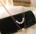 Pearl Double Layer Clavicle Chain Necklace.