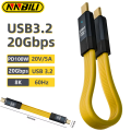 NNBILI PD 100W Short USB C to USB C Cable Fast Charging 5A USB C Cord USB3.2 20Gbps Data Transfer 8K@60Hz Flat Data Charge Cable. 