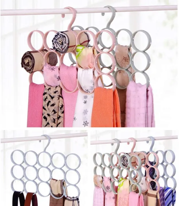 15%20Ring%20Hole%20Hanger%20Plastic%20Hanging%20Storage%20Organizer%20Rack%20Scarf%20Holder%20Ties,%20Shawls,%20Accessories%205%20Sections%20Ring%20Hanging%20Hanger%20-%20Image%203