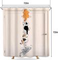 Cat Shower Curtain Kids Funny Cute Lovely Cartoon Kitten Pet Animal Climbing Door Hilarious Modern 12 Pack Hooks Polyester.