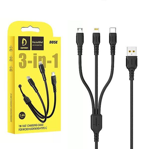 VDENMENV D05E 3 IN 1 2.4A Fast Charging Cable