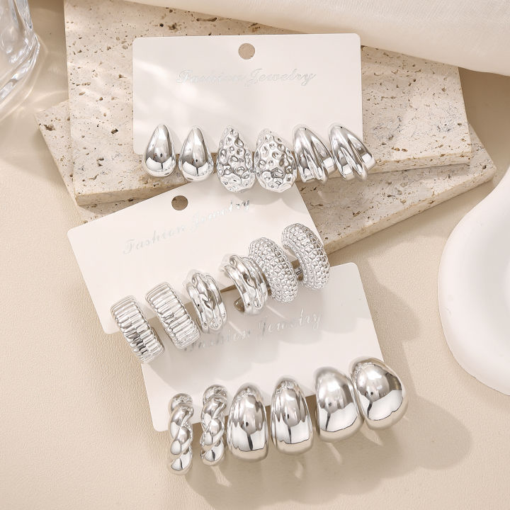 Elegant%20Water%20Drop%20C-shaped%20Hoop%20Earrings%20Irregular%20Personality%20CCB%20Earrings%20Versatile%20Women's%20Daily%20Wear%20Dating%20Party%20Jewelry%20-%20Image%203