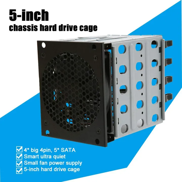 5.25%20Inch%20To%205%20X%203.5"%20SATA%20SAS%20HDD%20Cage%20Rack%20Hard%20Drive%20Disk%20Enclosure%20With%20Fan%20HardDrive%20Disk%20Tray%20Caddy%20Adapter%20-%20Image%203
