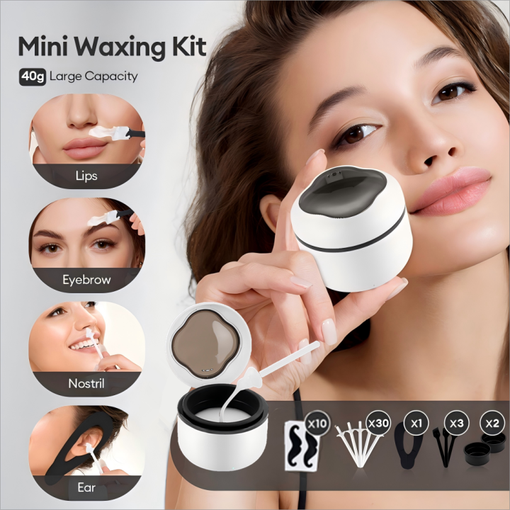Mini Wax Heater Machine 40g Silicone Bowl Wax Warmer Nose Ear Hair Removal Waxing Kit Wax Bean Wax Heating Melting Pot Melter staloofy hair