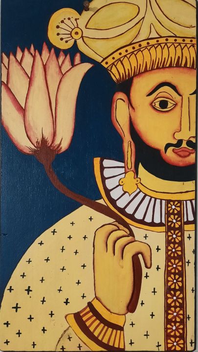 Kandyan Traditional Painting [the man with flower ]