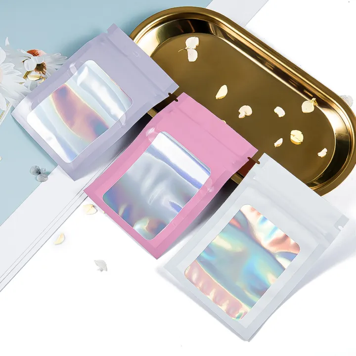 50Pcs%20Thick%20Smell%20Proof%20Mylar%20Bag%20Holographic%20Laser%20Color%20Plastic%20Packaging%20Pouch%20Jewelry%20Retail%20Storage%20Pouch%20%20Zip%20Lock%20Bag%20-%20Image%202