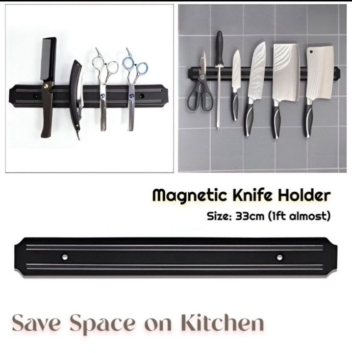 Magnetic Knife Rack – Black Rubber Magnetic Knife Rack – Black Rubber