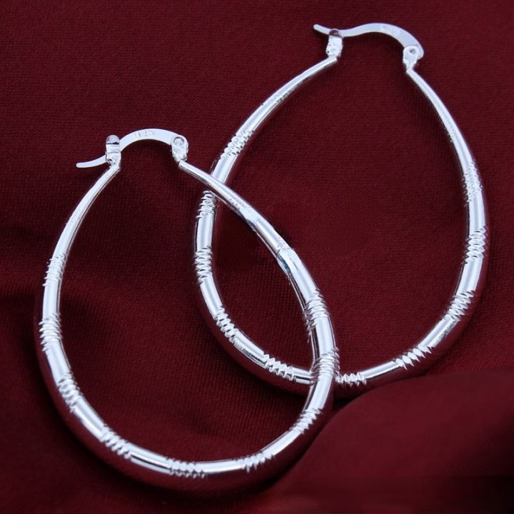 Charms%20silver%20color%203CM%20hoop%20Earrings%20for%20Women%20fashion%20party%20wedding%20Jewelry%20fine%20Christmas%20Gifts%20-%20Image%204