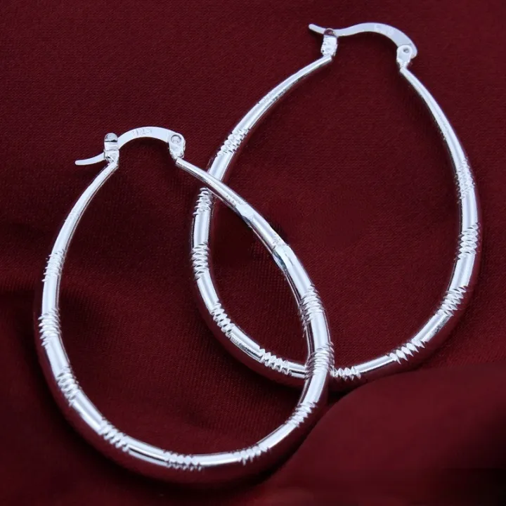 Charms%20silver%20color%203CM%20hoop%20Earrings%20for%20Women%20fashion%20party%20wedding%20Jewelry%20fine%20Christmas%20Gifts%20-%20Image%204