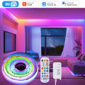 Tuya WiFi COB RGBIC LED Strip 12V 5m Music Sync Dream Color WS2811 Addressable Party Light RF Remote Control F Alexa  Home. 